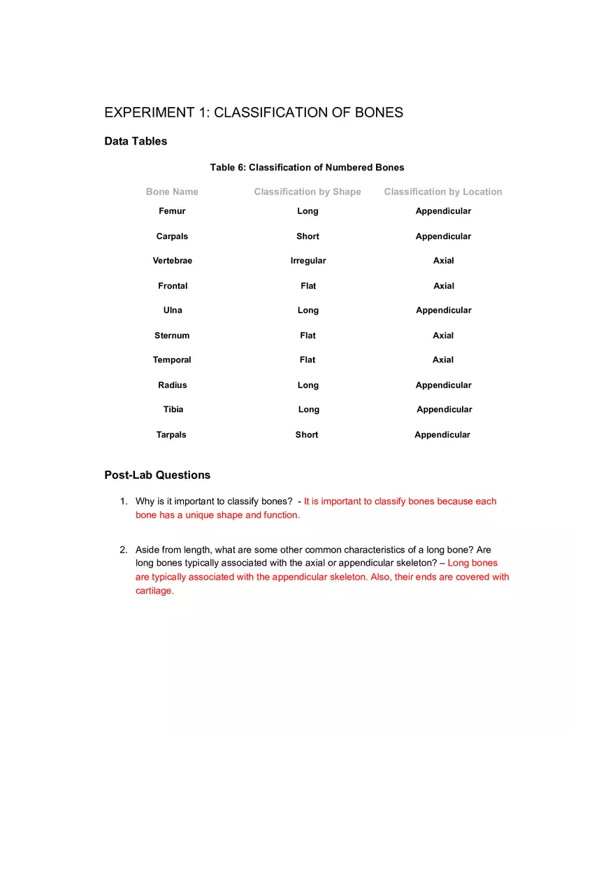 The Skeletal System Tables 6-16 - Page 2