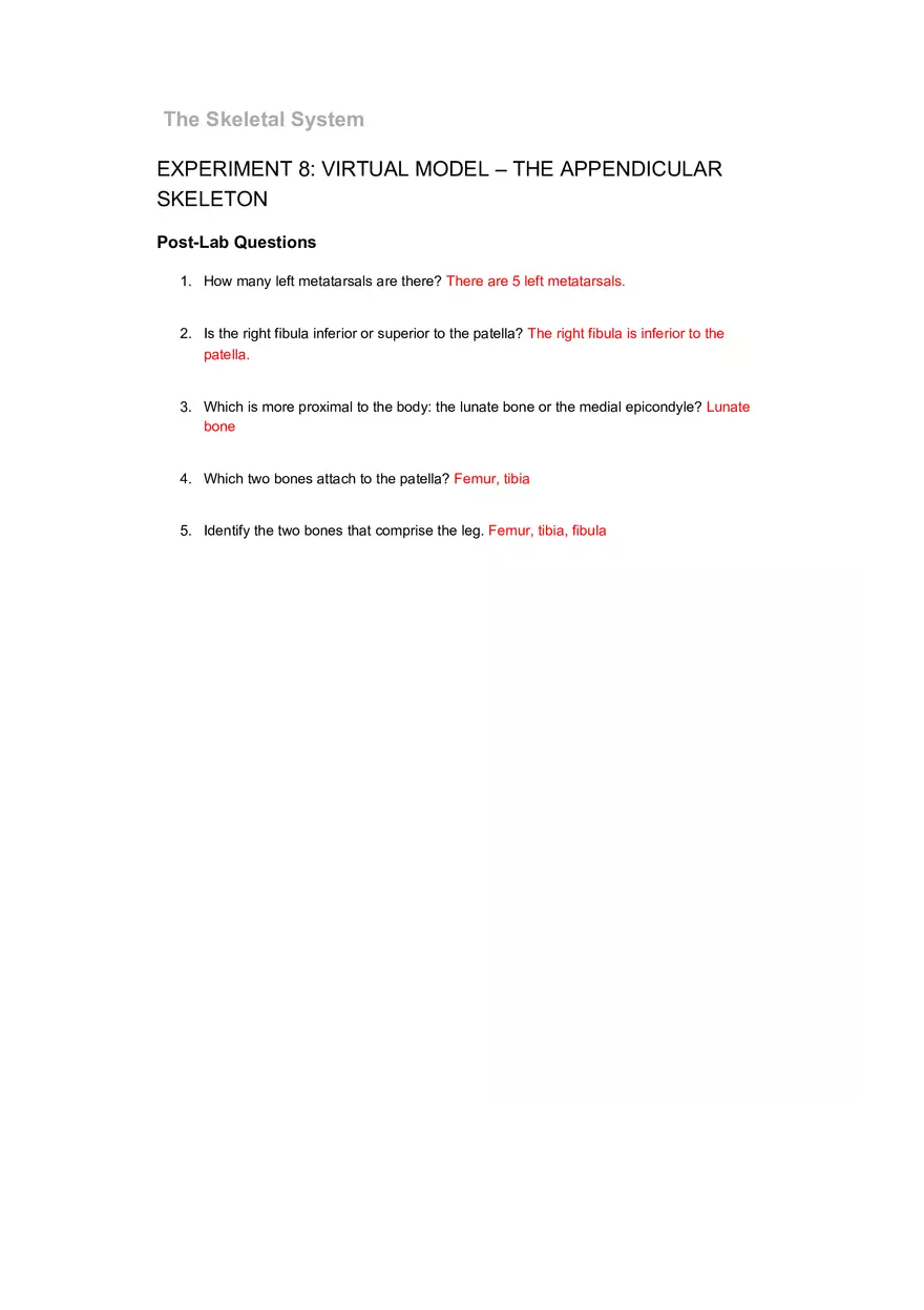 The Skeletal System Pre-lab Questions - Page 7