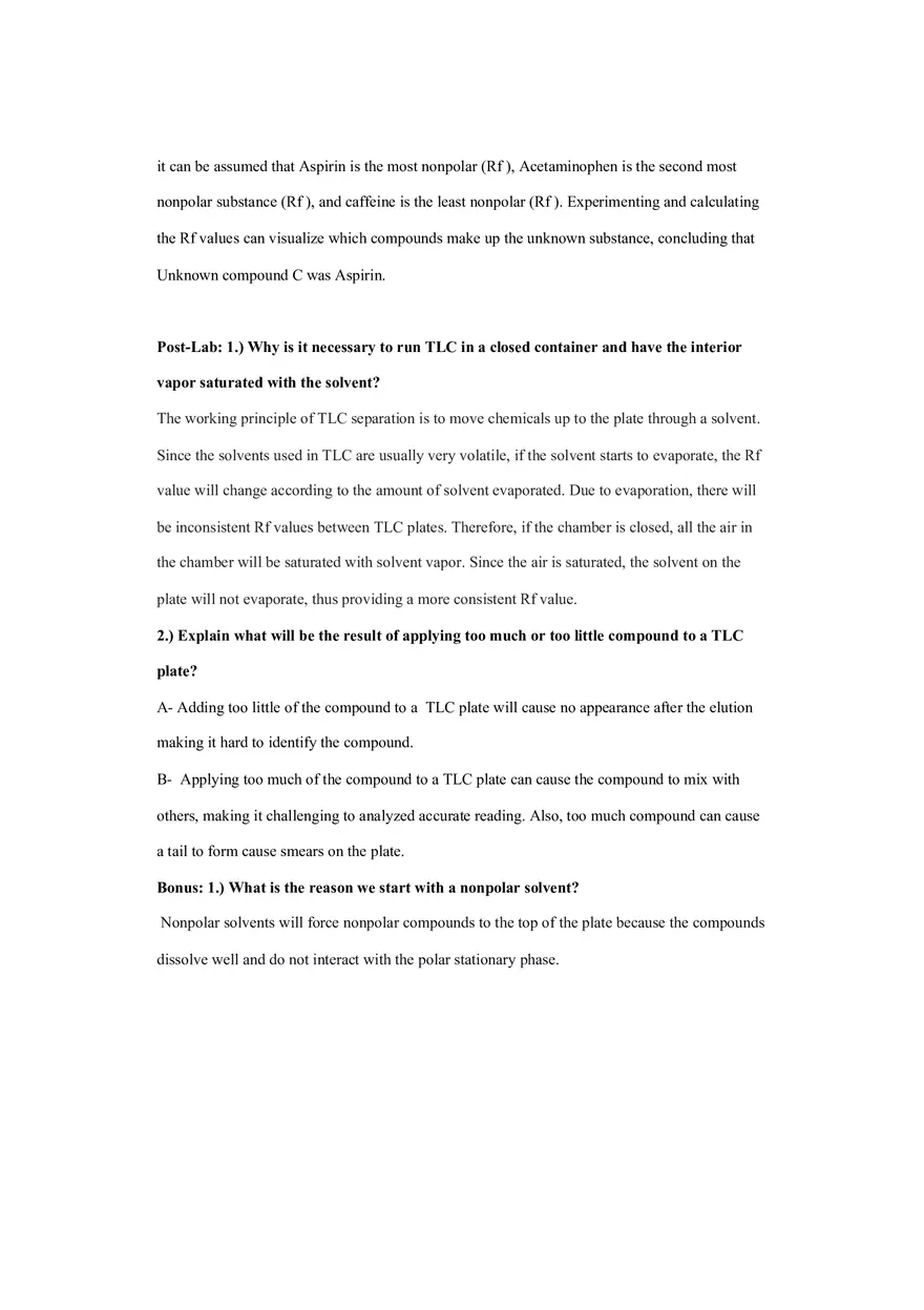 Thin Layer Chromatography Lab Report - Page 6