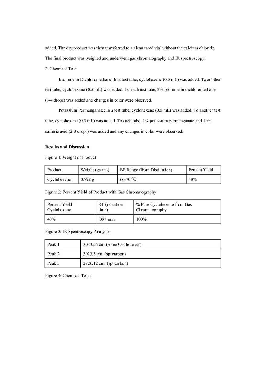Synthesis of Cyclohexene via Dehydration of Cyclohexanol Lab - Page 2