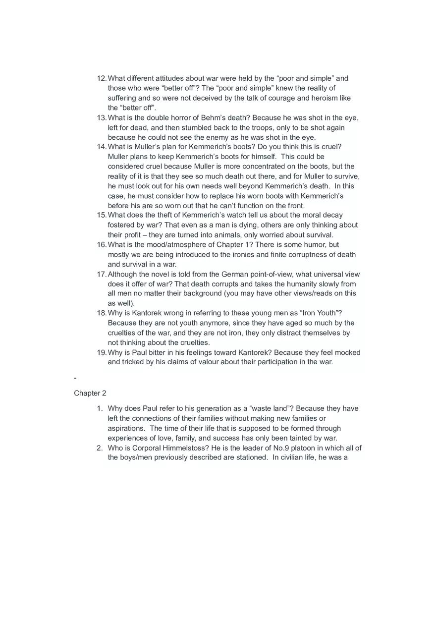 All Quiet on the Western Front Study Guide - Page 2