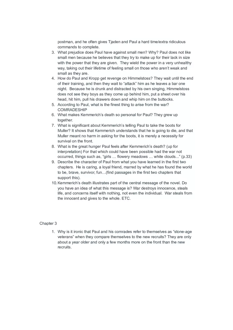 All Quiet on the Western Front Study Guide - Page 3