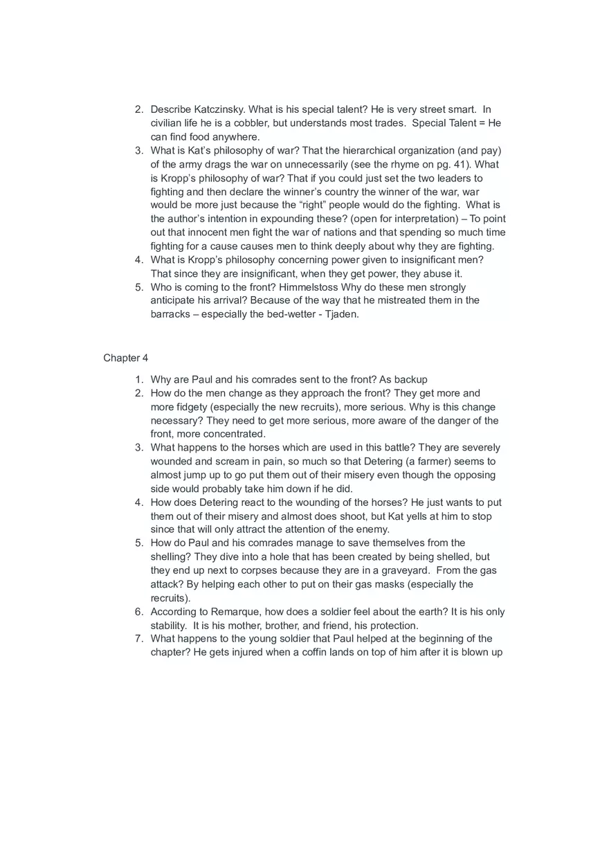 All Quiet on the Western Front Study Guide - Page 4