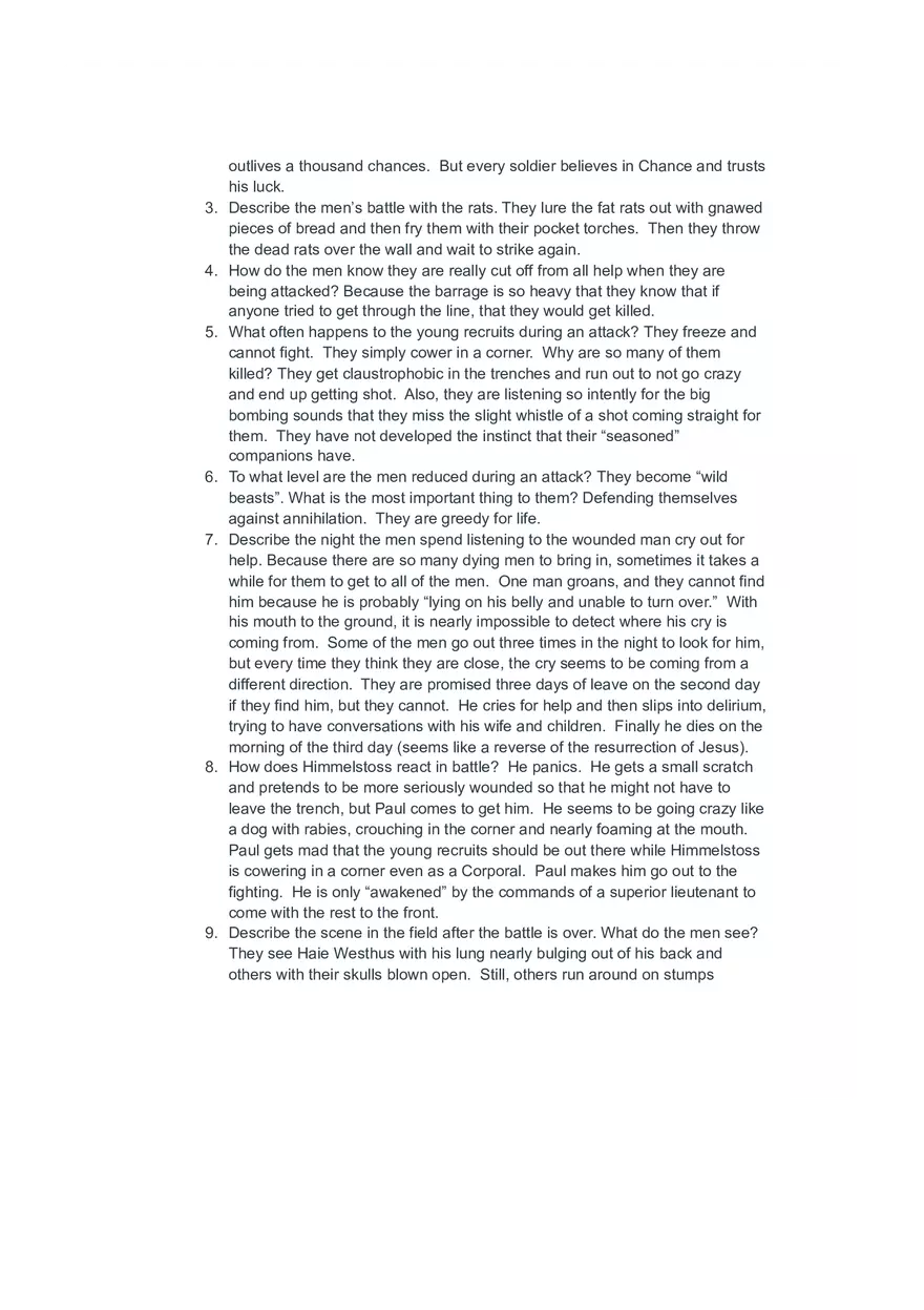 All Quiet on the Western Front Study Guide - Page 6