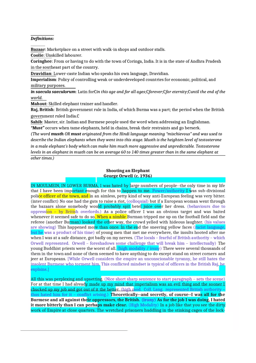 Annotated Version of the Short Story Shooting an Elephant (1936) - Page 2