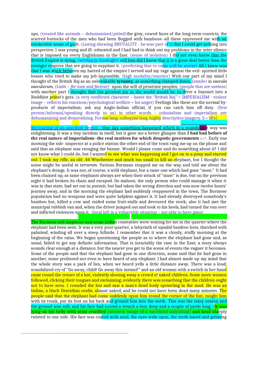 Annotated Version of the Short Story Shooting an Elephant (1936) - Page 3