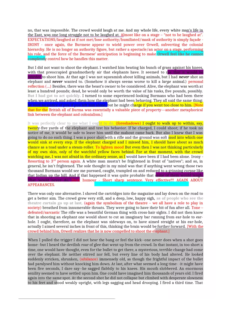 Annotated Version of the Short Story Shooting an Elephant (1936) - Page 5