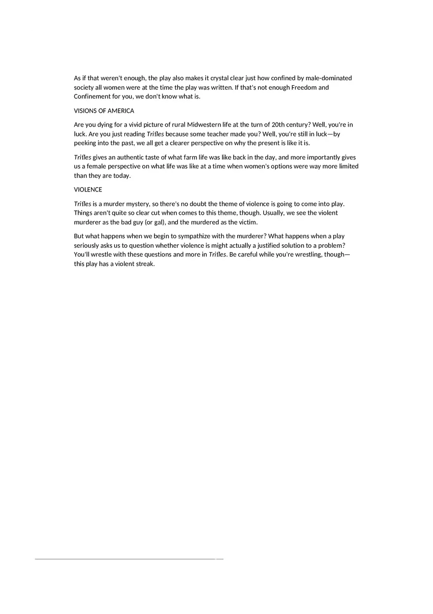 Trifles Theme of Women and Feminity - Summary - Page 2