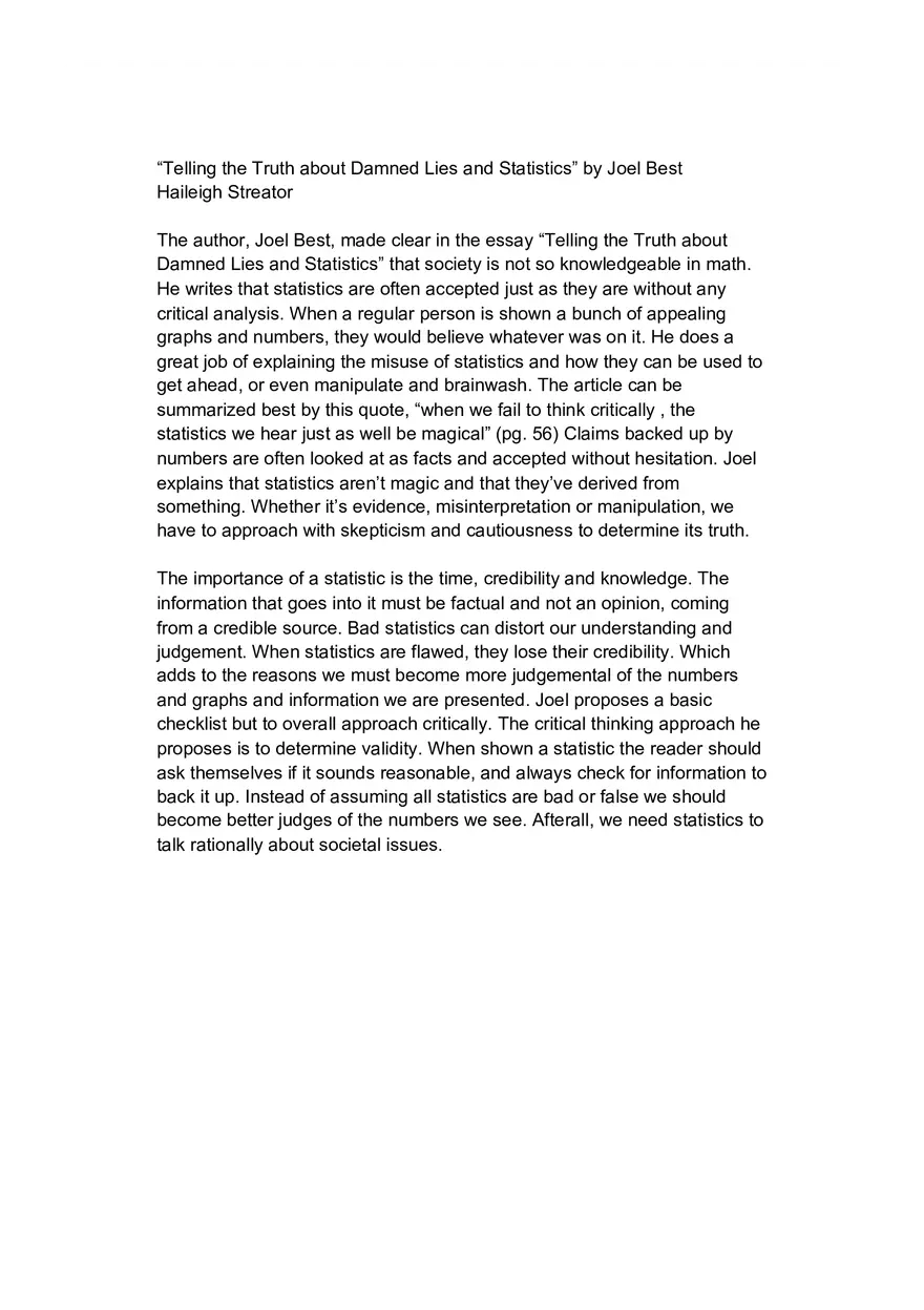 Telling the Truth Summary - Page 1