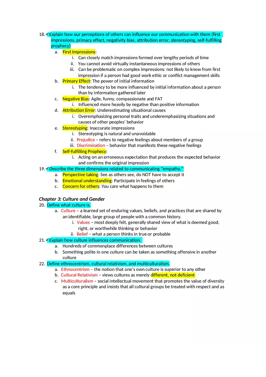 Fundamentals of Communication, Chapter 1 Final Exam Study Guide - Page 8