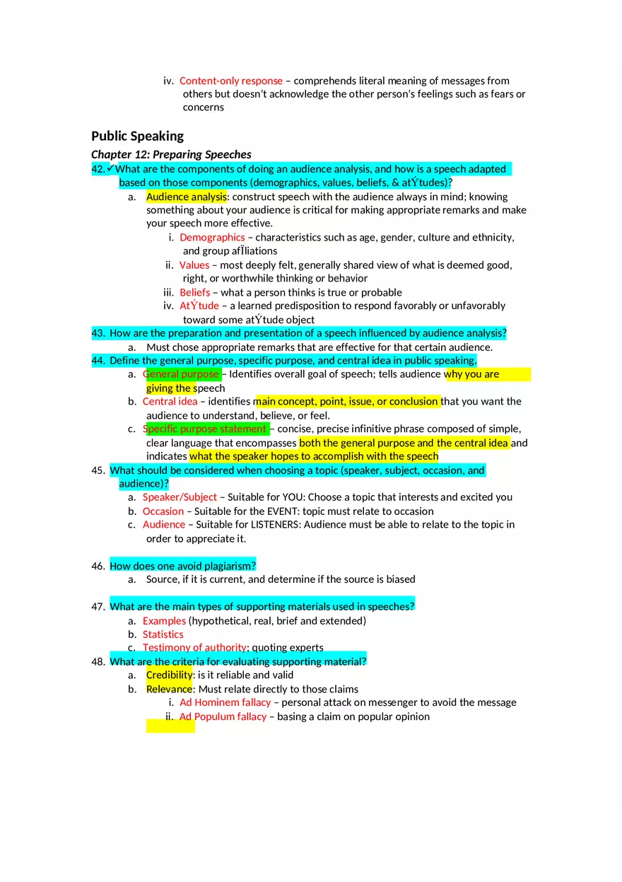 Fundamentals of Communication, Chapter 1 Final Exam Study Guide - Page 13