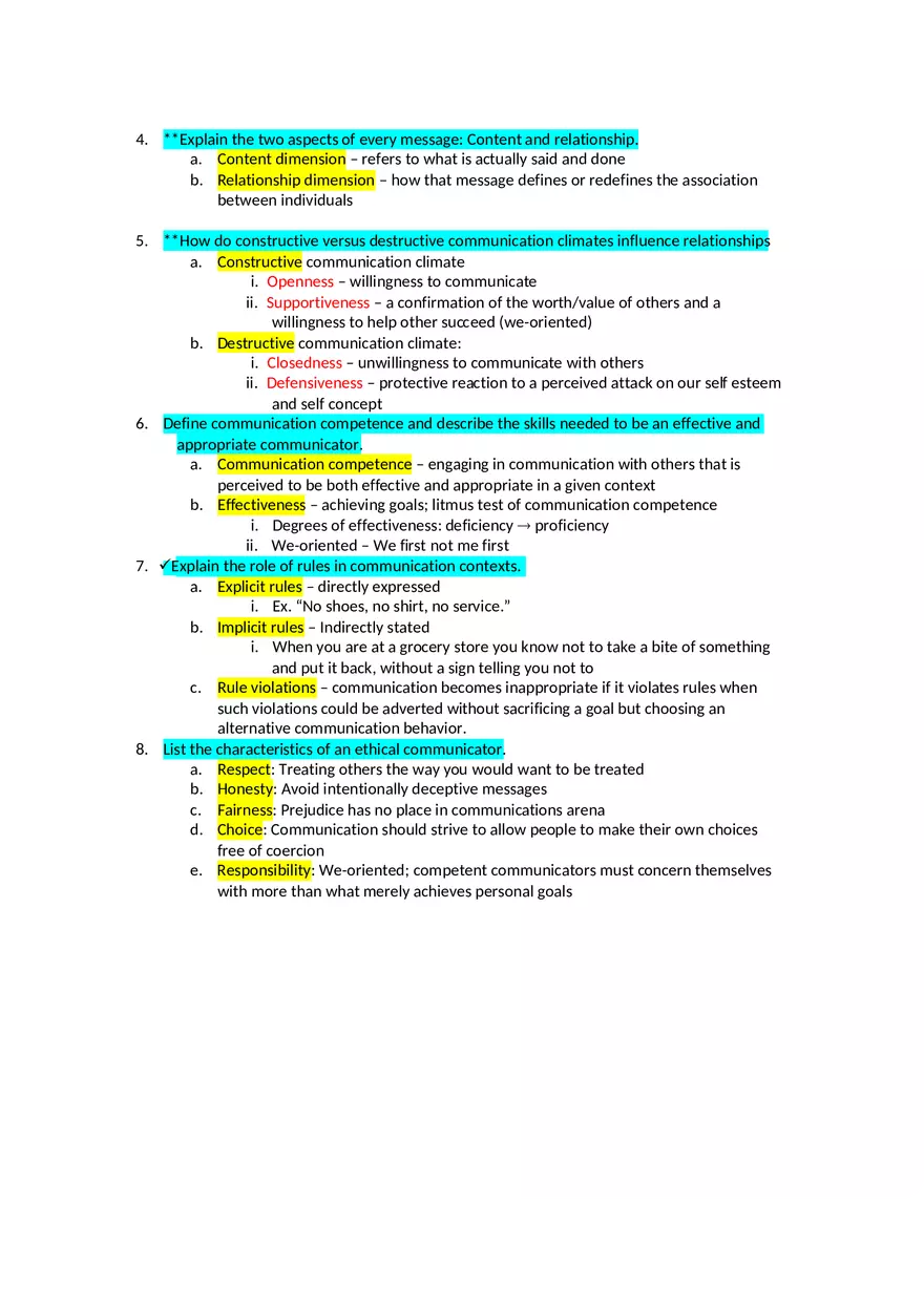 Fundamentals of Communication, Chapter 1 Final Exam Study Guide - Page 2