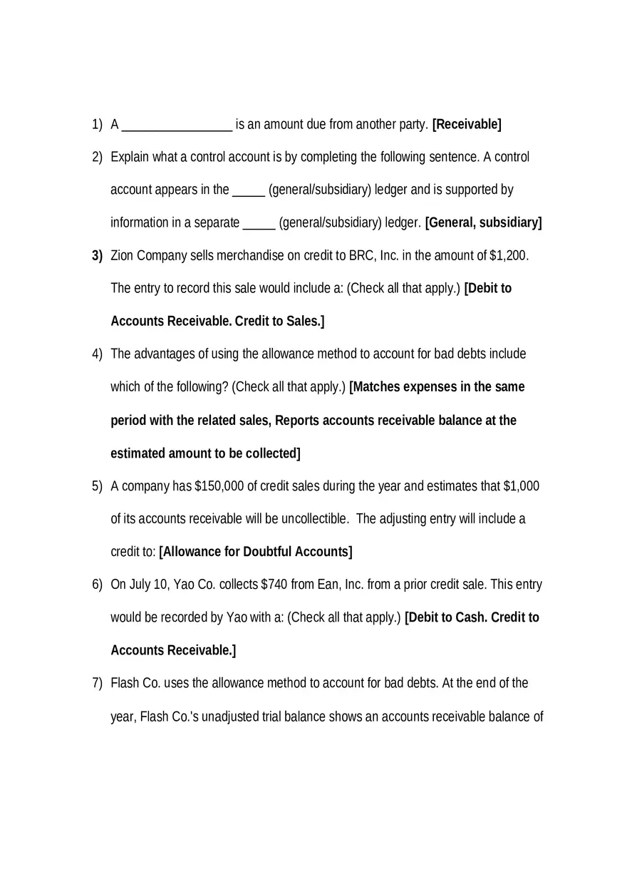 Accounting for Receivables and Bad Debts - Page 1