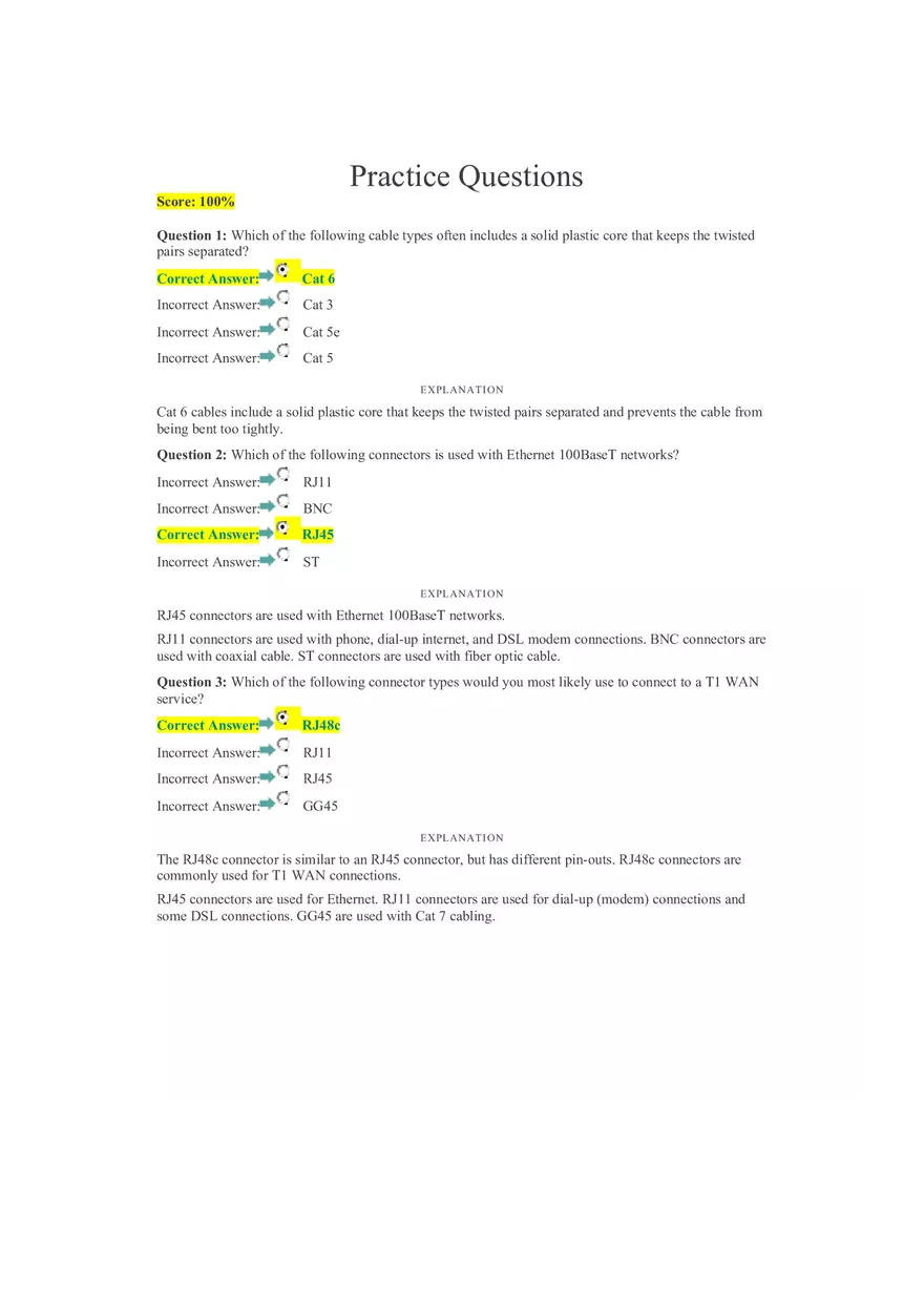 Intro to Computer Networks Practice Questions with Answers - Page 1