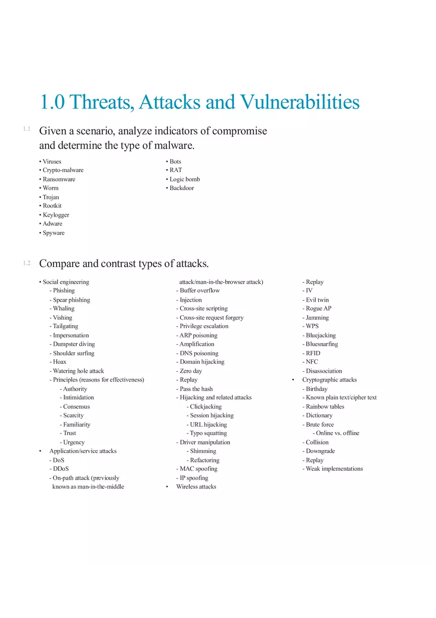 Computer Security Exam Objectives - Page 1