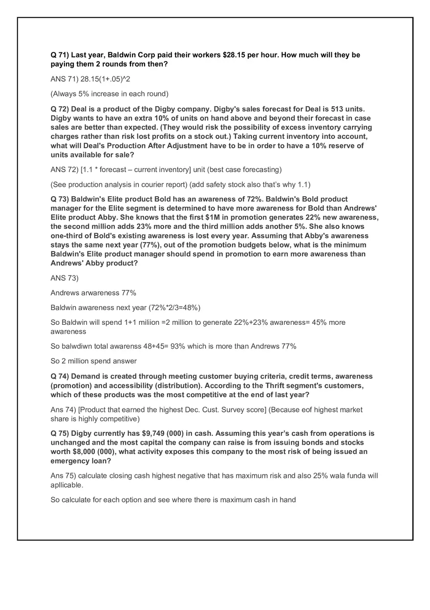 Business Operations and Financial Strategy Quiz Notes - Page 7