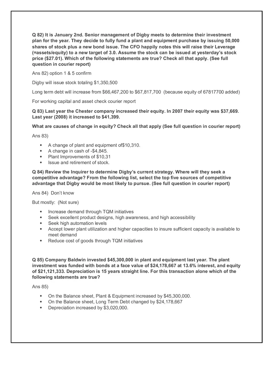 Business Operations and Financial Strategy Quiz Notes - Page 9
