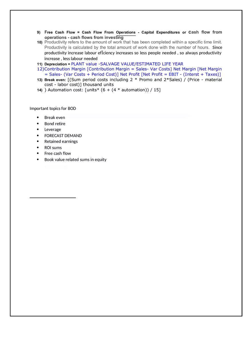Business Operations and Financial Strategy Quiz Notes - Page 12
