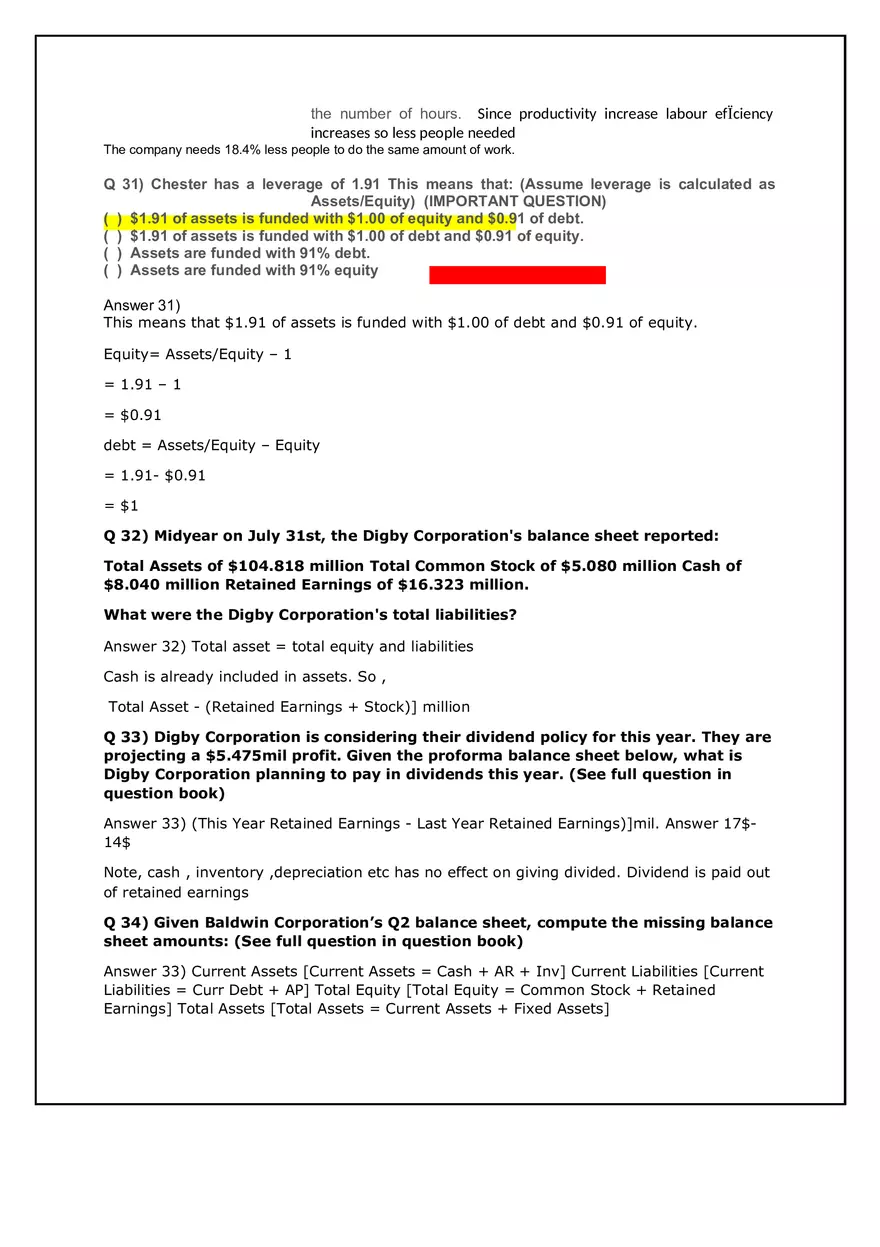 Business Operations and Financial Strategy Quiz Notes - Page 17