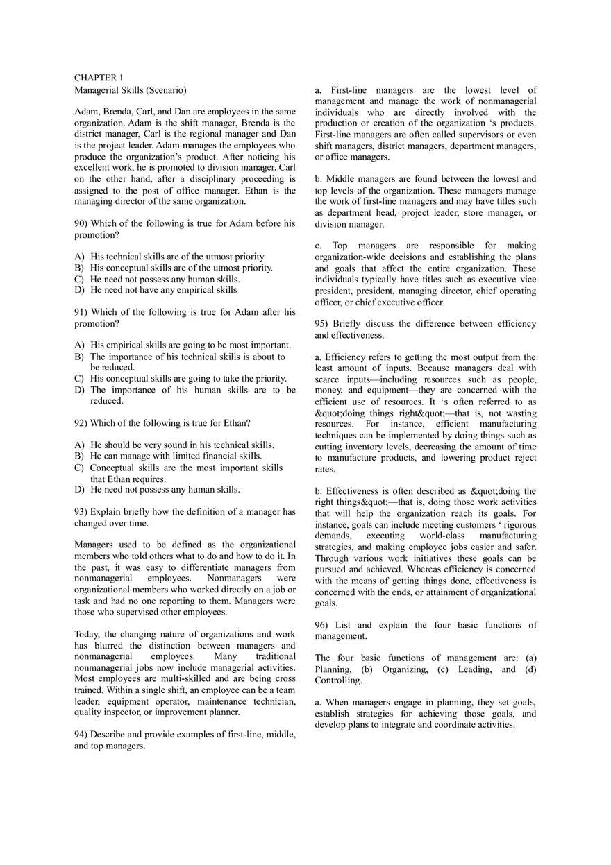 Fundamentals of Management - Roles and Functions Quiz - Page 7