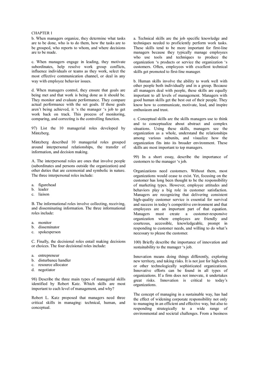 Fundamentals of Management - Roles and Functions Quiz - Page 8