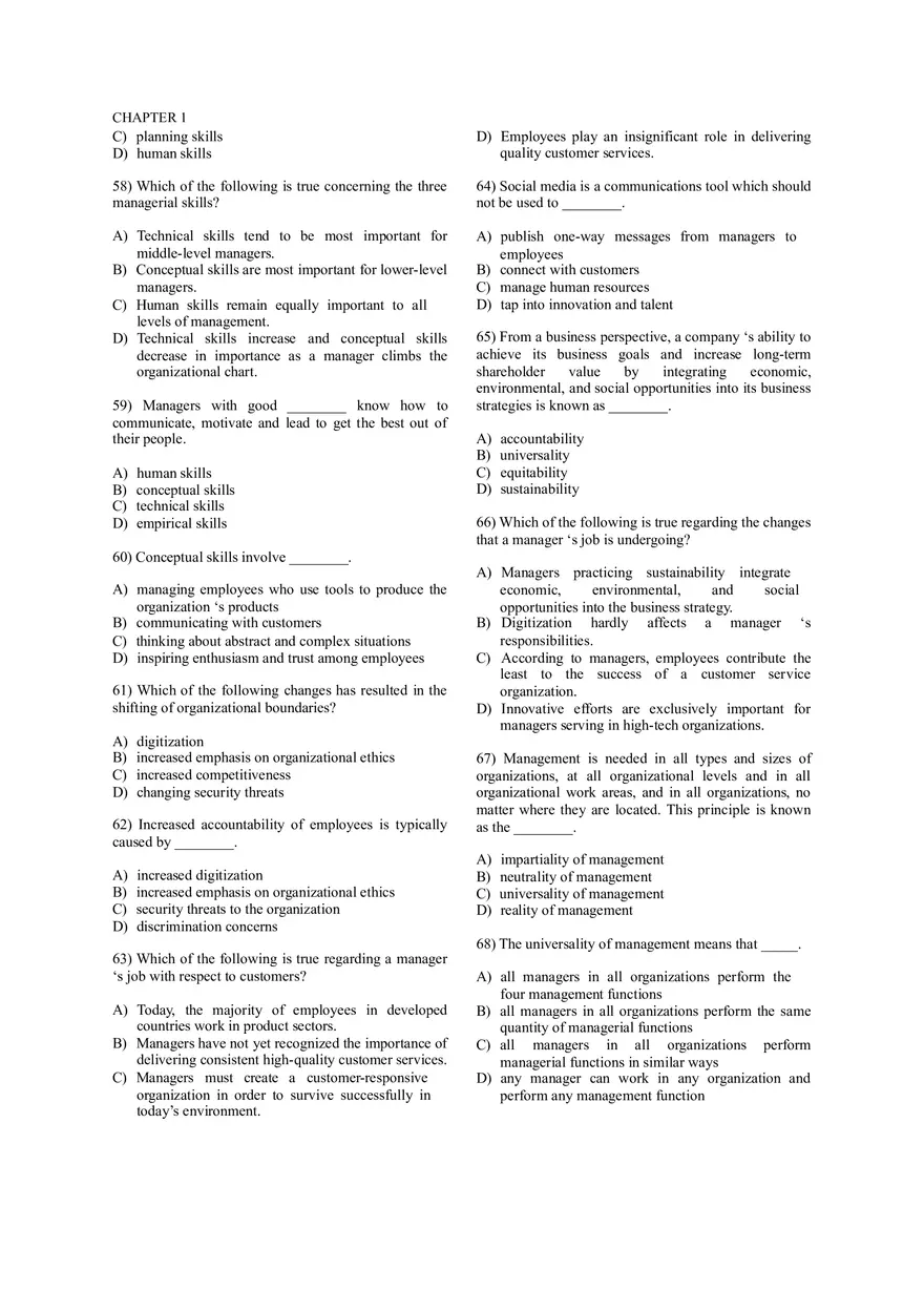 Fundamentals of Management - Roles and Functions Quiz - Page 4