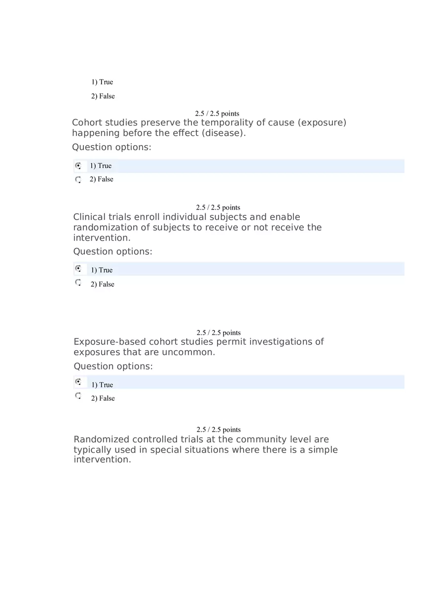 Quiz Chapter 7 and 8 Protocol, Clinical Trials, Community Trials - Page 8