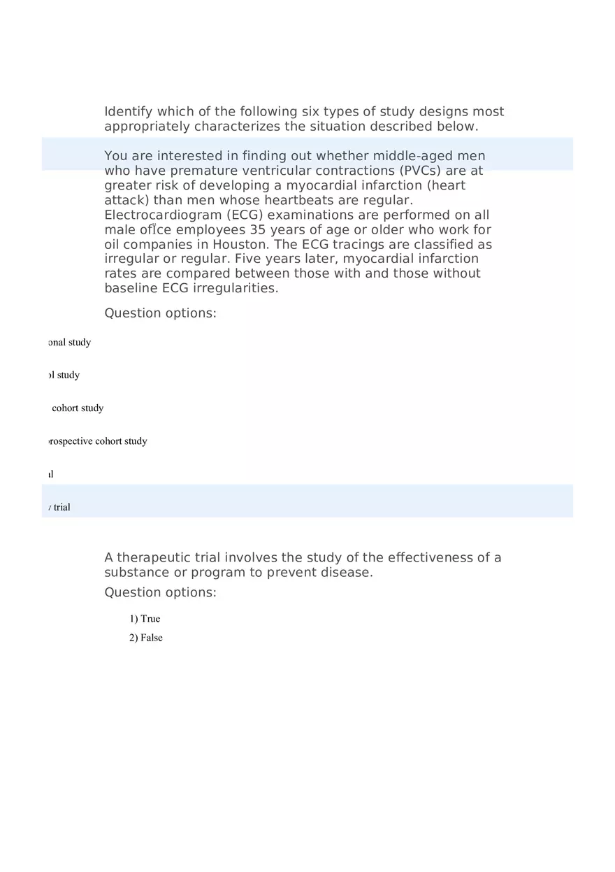 Quiz Chapter 7 and 8 Protocol, Clinical Trials, Community Trials - Page 6