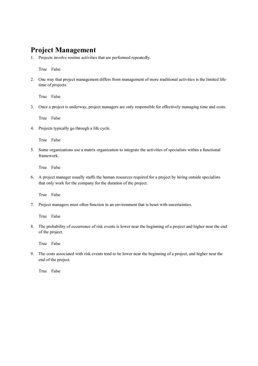 Chapter 17 Project Management Quiz Part 1 - Page 1
