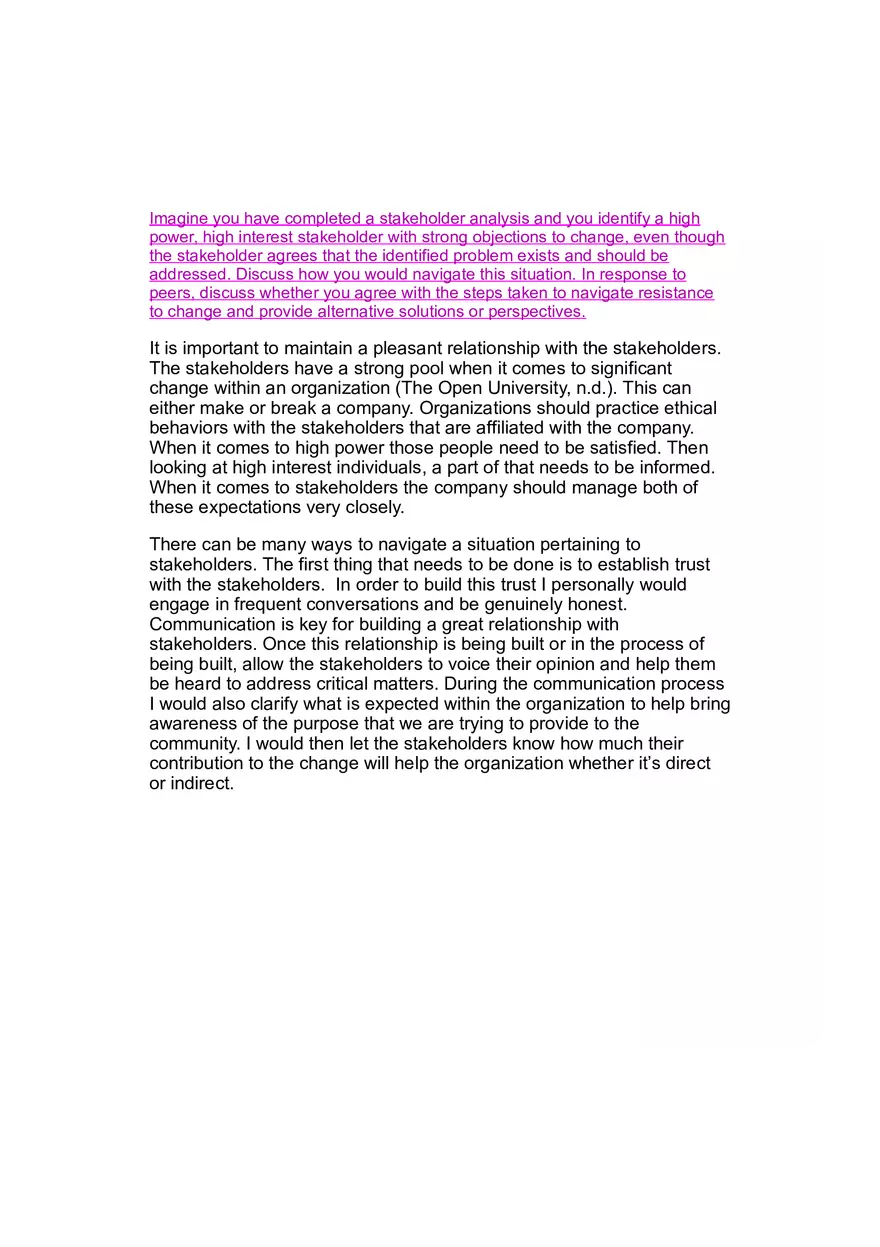 Stakeholder Analysis Discussion - Page 1