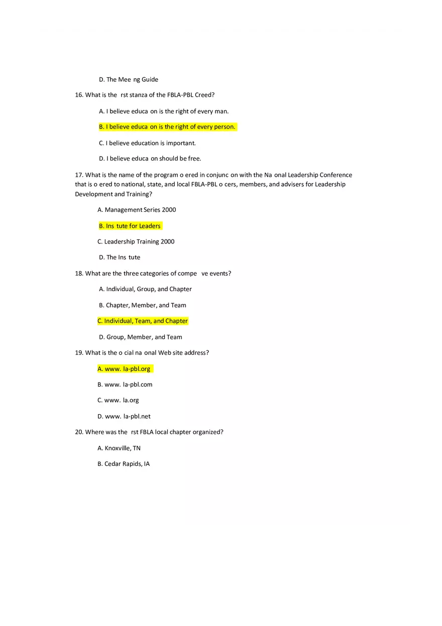 FBLA General Knowledge Test Study Guide - Page 4