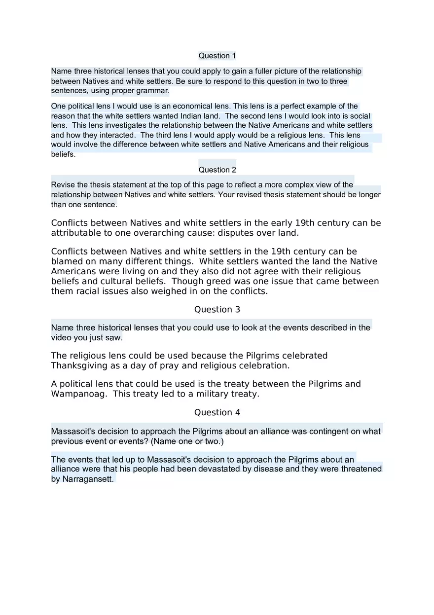 Applied History Short Responses - Page 1