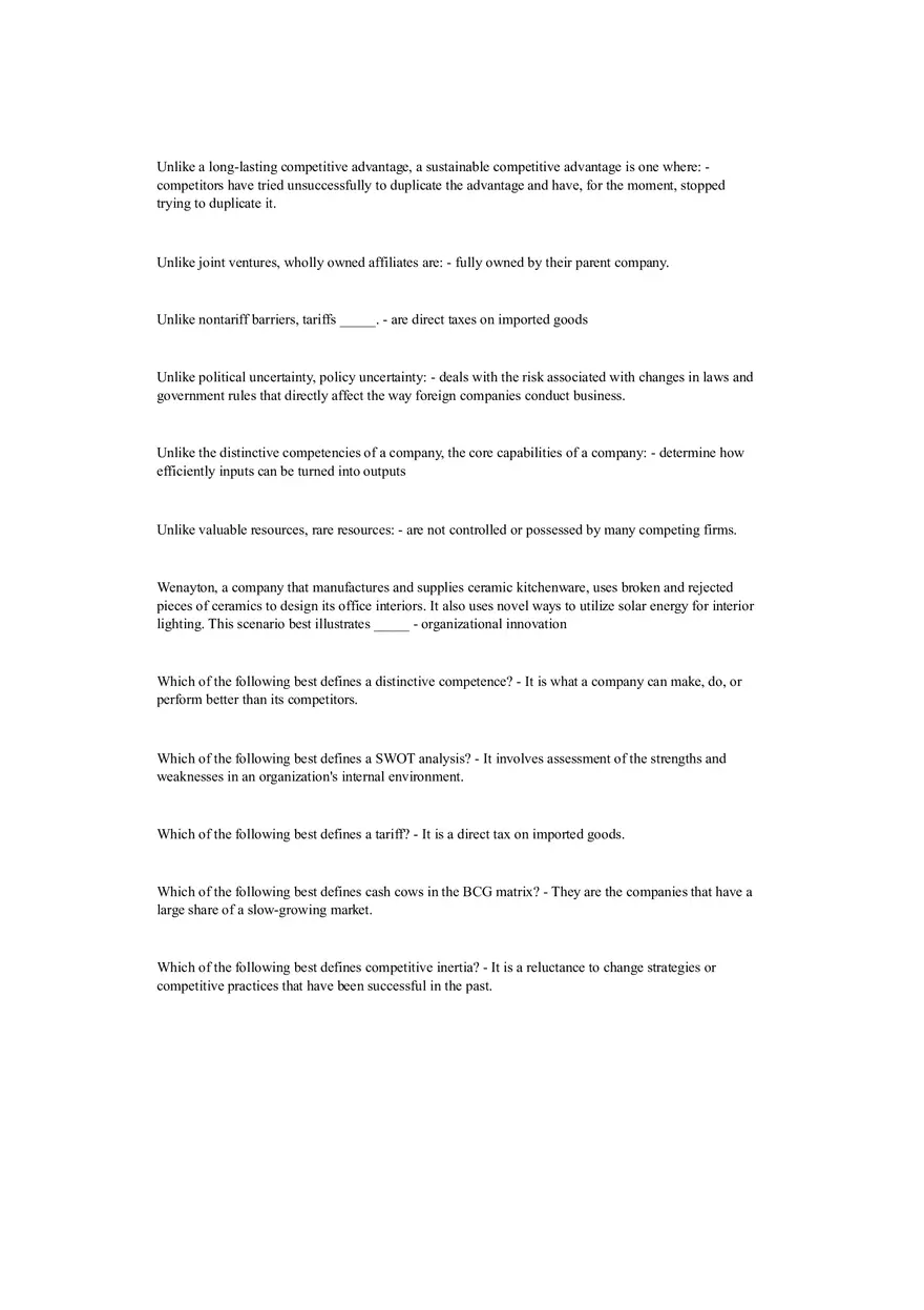 Business Strategy and Competitive Advantage Answers - Page 1