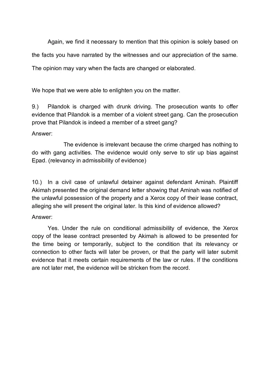 Evidence Question and Answer - Page 9