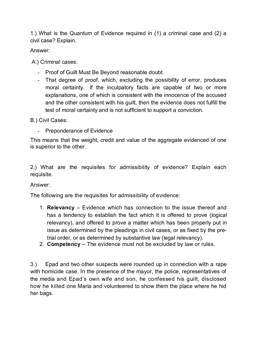 Evidence Question and Answer - Page 1