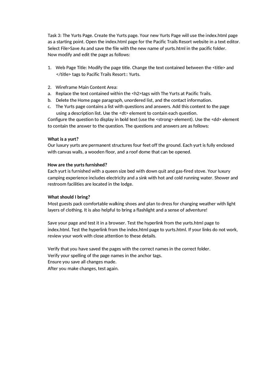 Pacific Trails Resort Website Development Lab - Page 3