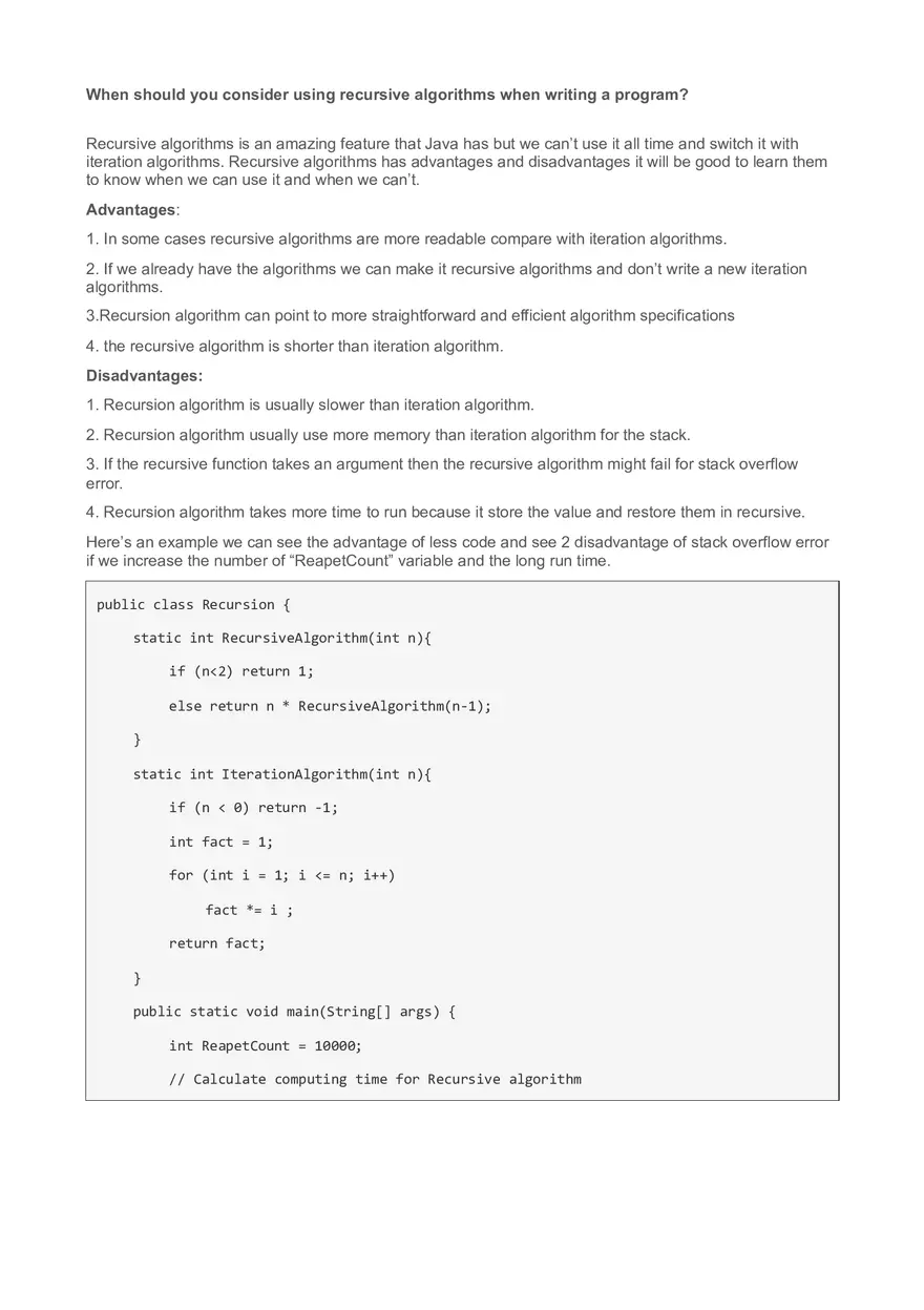 When Should You Consider Using Recursive Algorithms When Writing a Program - Page 1