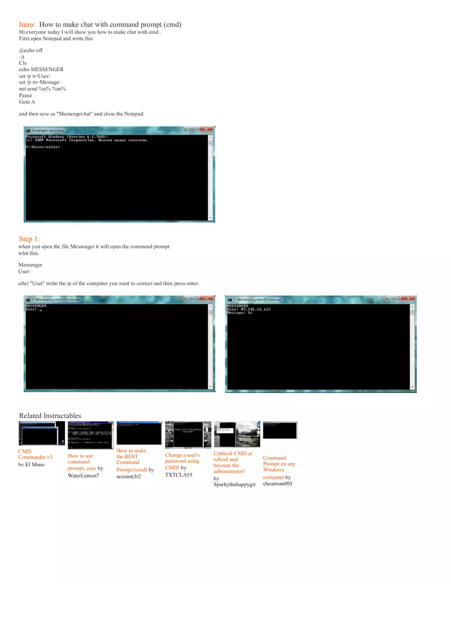 How to Make Chat With Command Prompt Cmd - Page 1