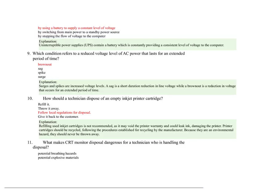 Computer Hardware and System Upgrades Answer Key - Page 8