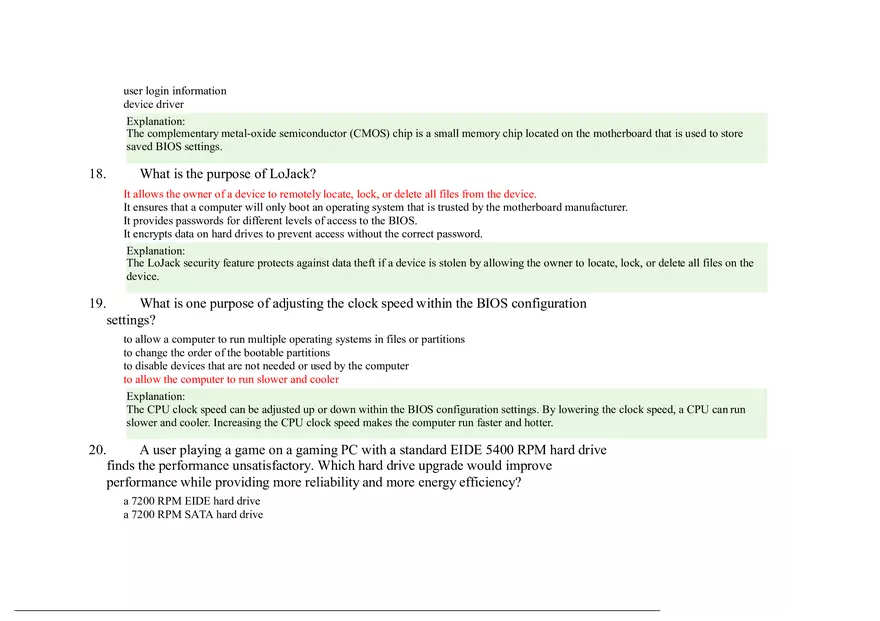 Computer Hardware and System Upgrades Answer Key - Page 11