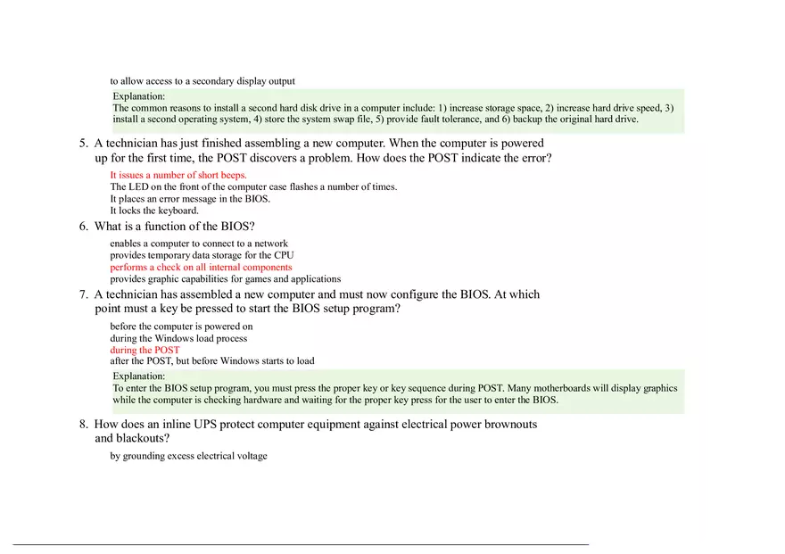 Computer Hardware and System Upgrades Answer Key - Page 2