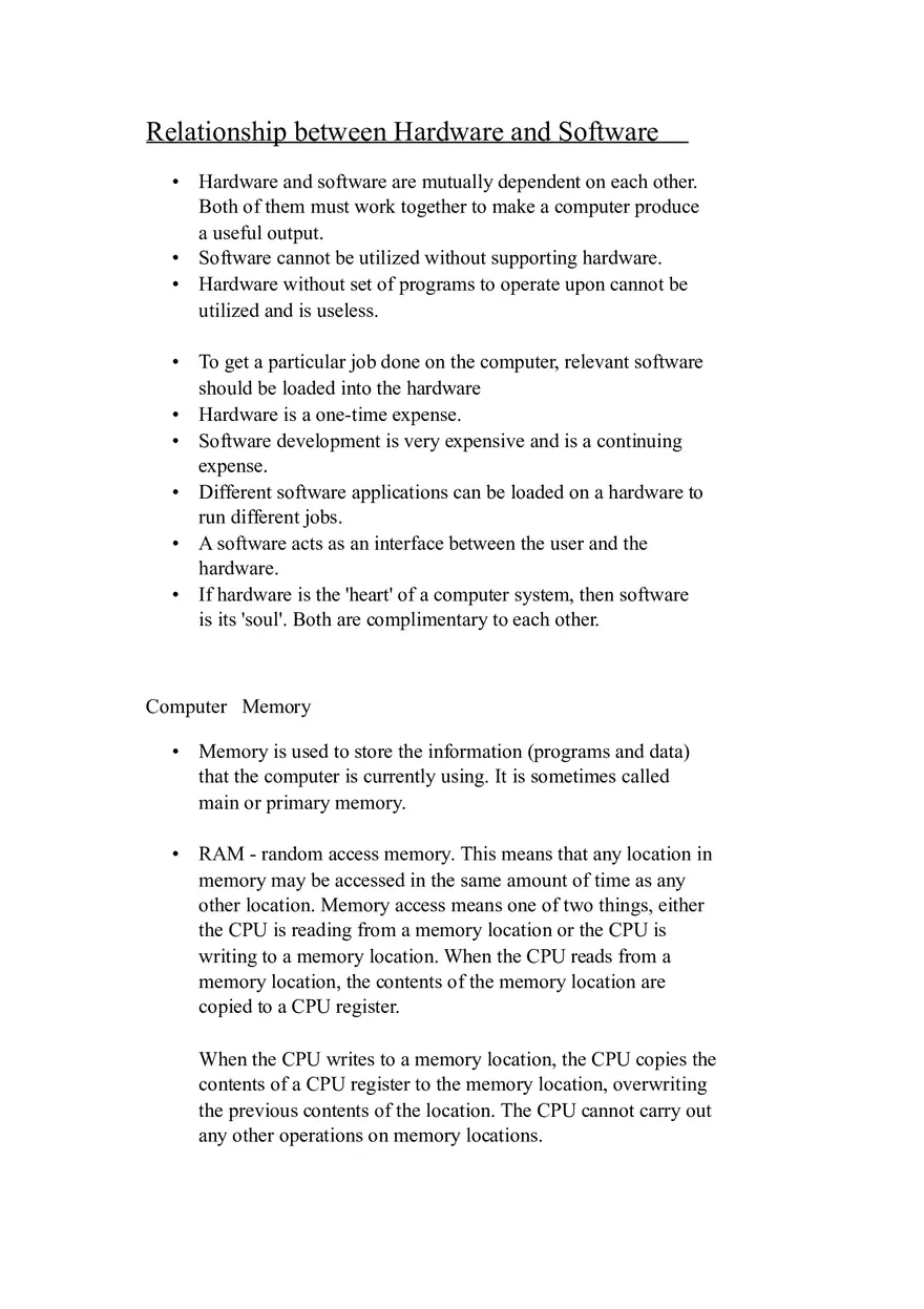 Relationship Between Hardware and Software - Page 1
