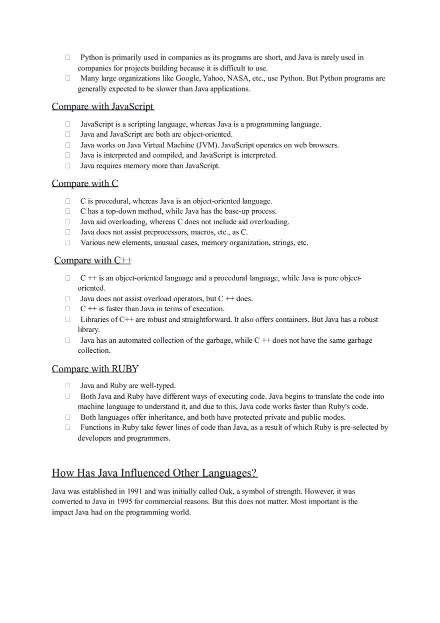 Comparison of JAVA with Other Programming Language - Page 2
