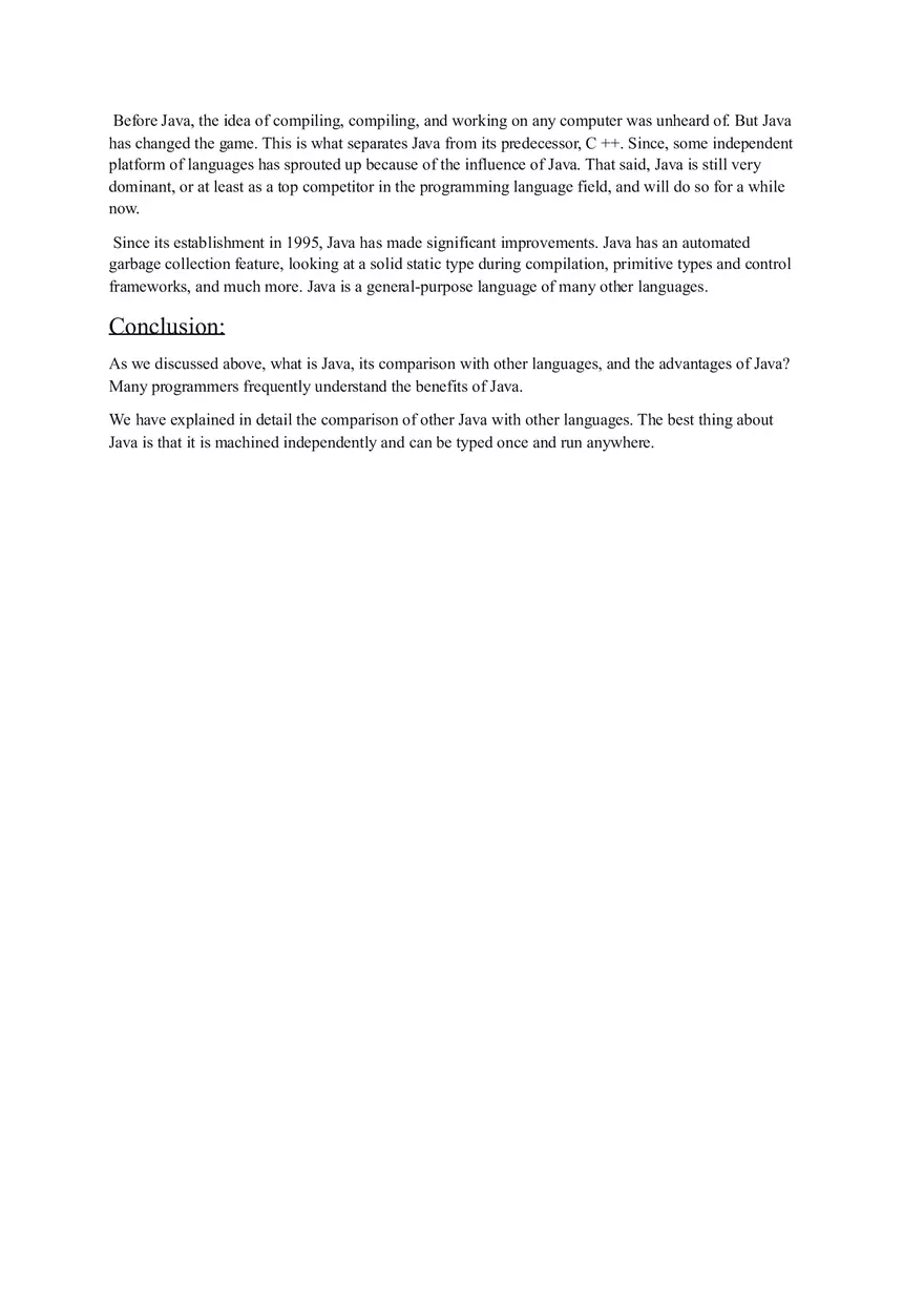 Comparison of JAVA with Other Programming Language - Page 3