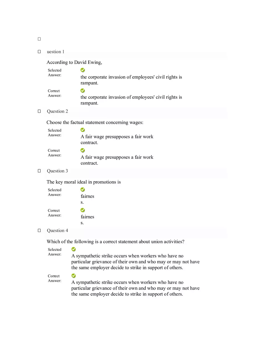 Labor Ethics and Employee Rights Quiz - Page 1
