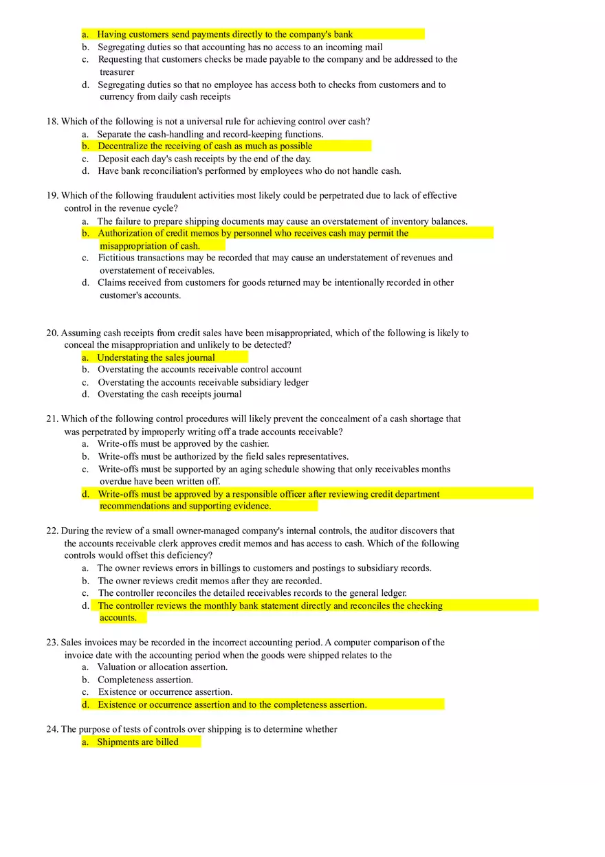Revenue and Receipt Cycle Quiz - Page 3