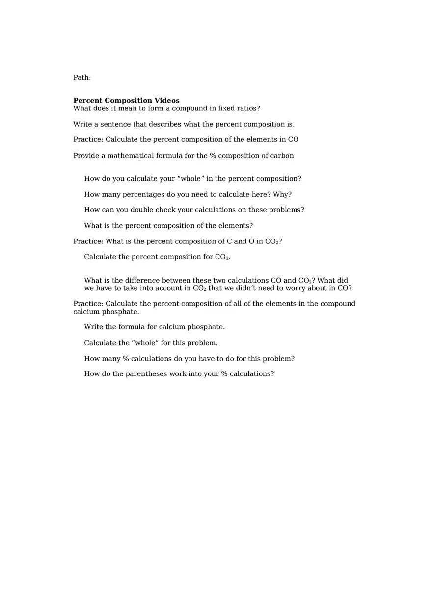 The Mole, Masses, and Percent Composition - Page 3