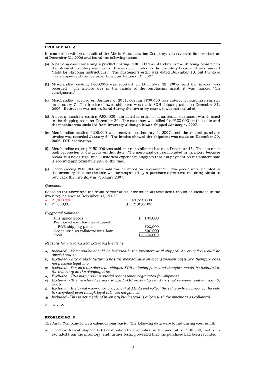 Audit of Inventories Quiz - Page 2