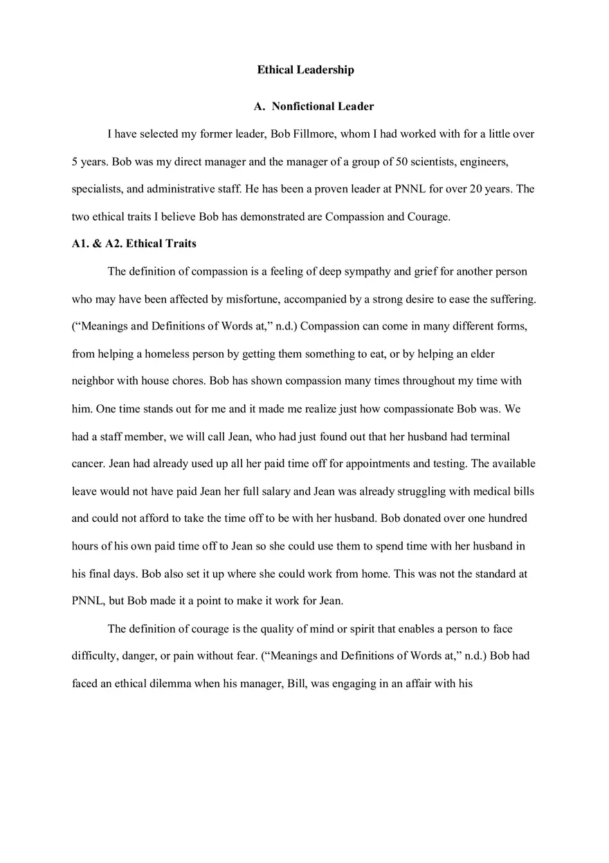 Ethical Leadership - Nonfictional Leader - Page 1