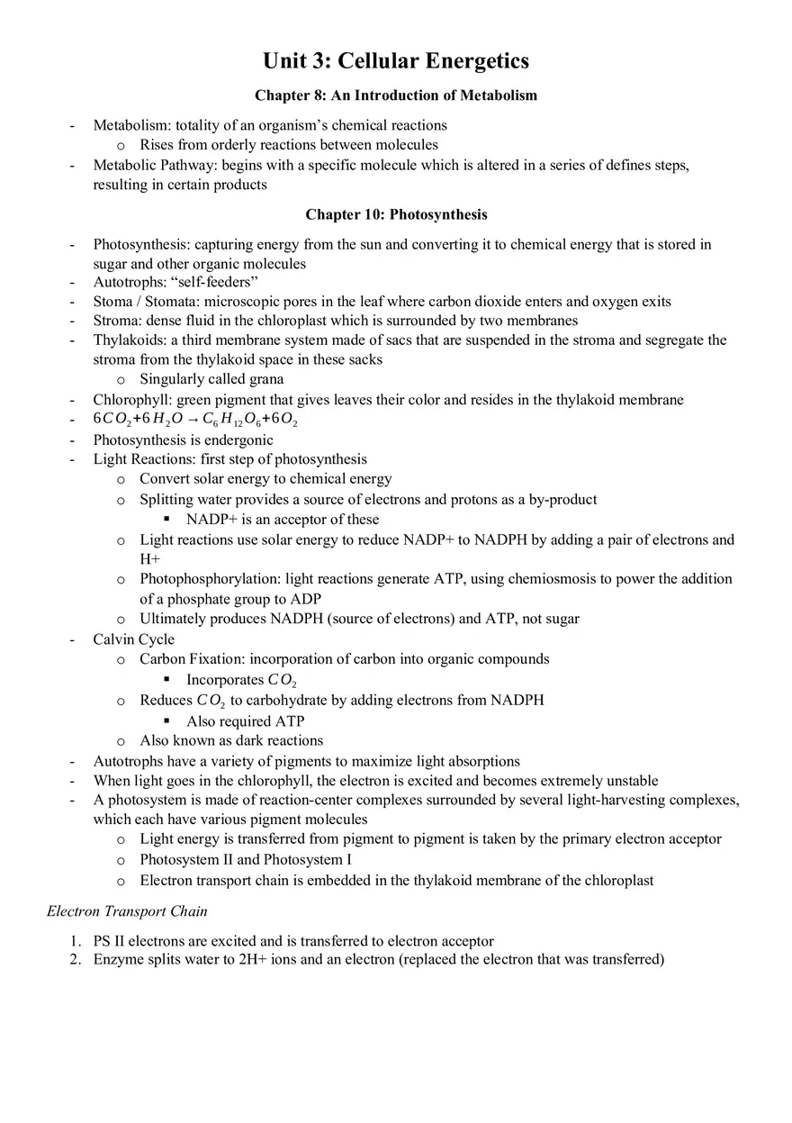 Cellular Energetics - Page 1